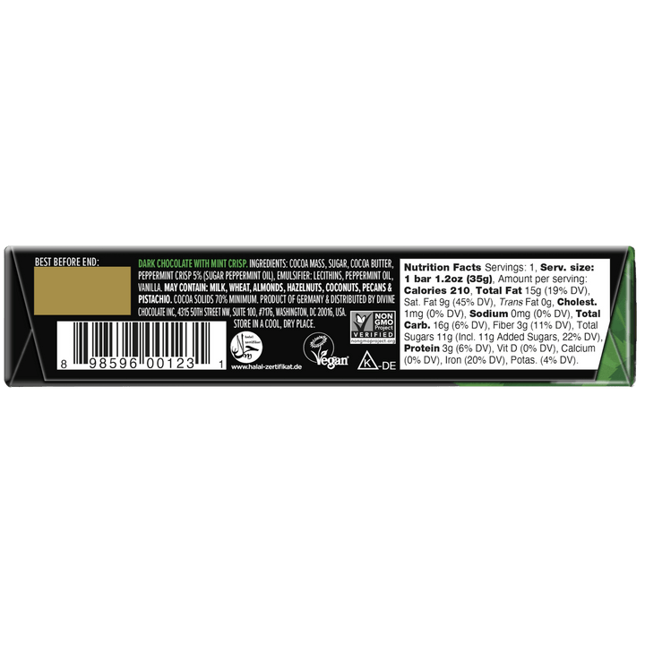 70% Dark Chocolate Mint Snack Bar, 1.2 oz.