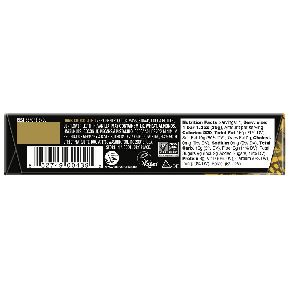 70% Dark Chocolate Snack Bar, 1.2 oz