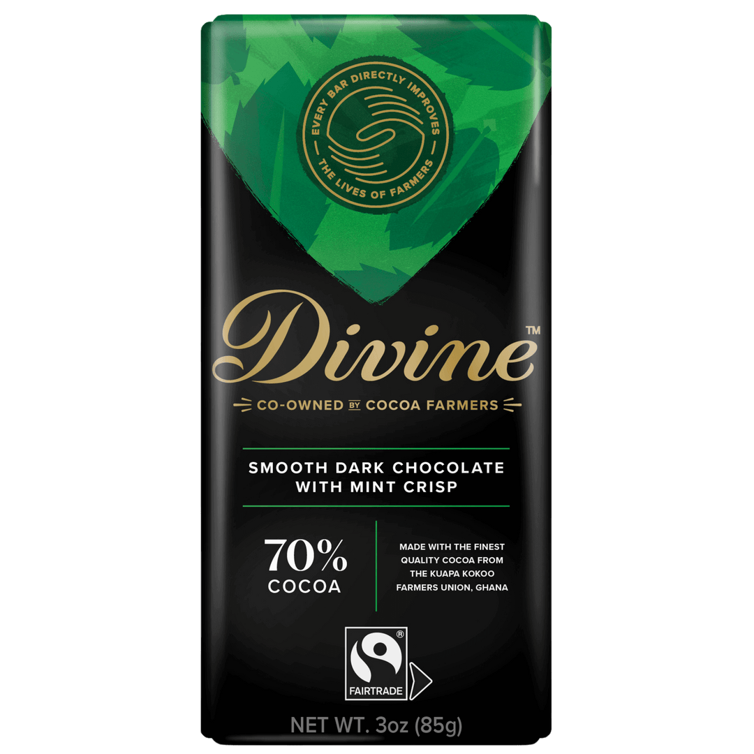 70% Dark Chocolate with Mint Crisp Sharing Bar, 3 oz. (Wholesale)