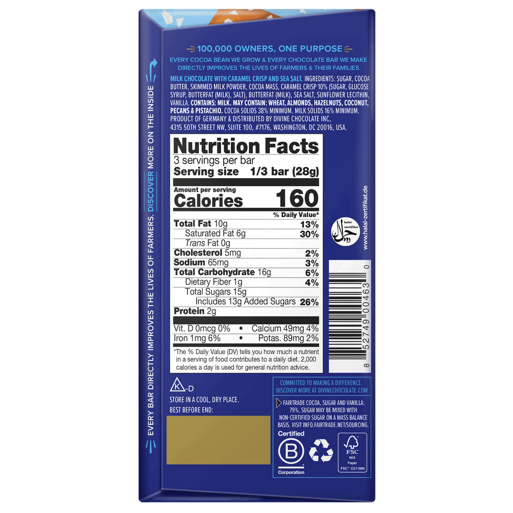 38% Milk Chocolate with Toffee and Sea Salt Sharing Bar, 3 oz.