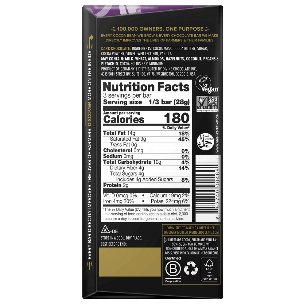 85% Dark Chocolate Sharing Bar, 3 oz.