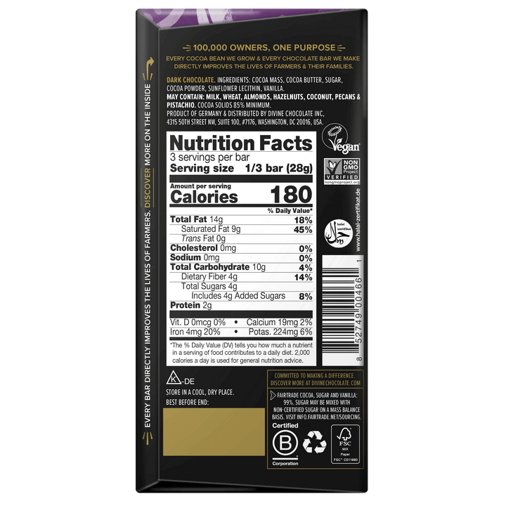 85% Dark Chocolate Sharing Bar, 3 oz.