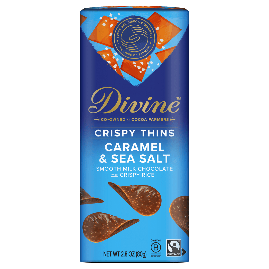 Milk Chocolate with Caramel & Sea Salt Crispy Thins, 2.8 oz. Box